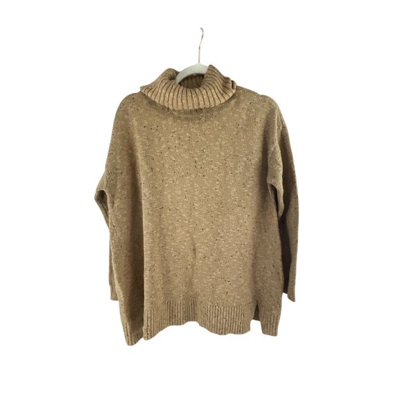 J.Jill Womens Speckled Turtleneck Sweater S Tan Long Sleeves Oversized Lagenlook - Picture 1 of 8